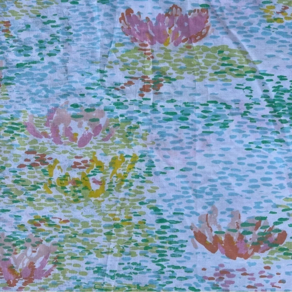 Vintage Springmaid Monet Water Lilies Flat Sheet 83x99 Colorful GUC